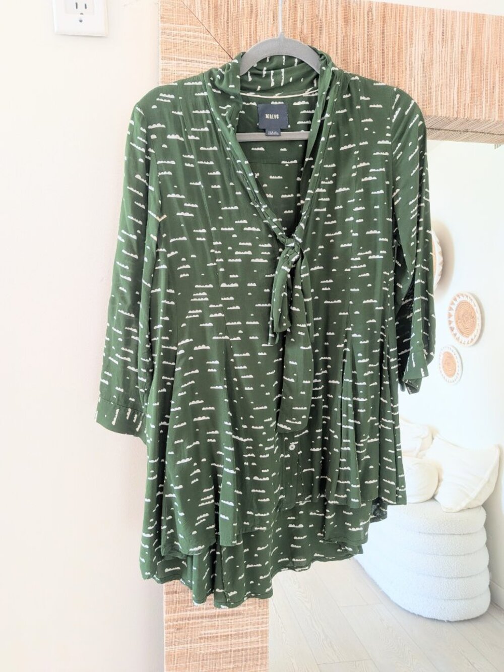 Maeve Green Tie-Neck Blouse